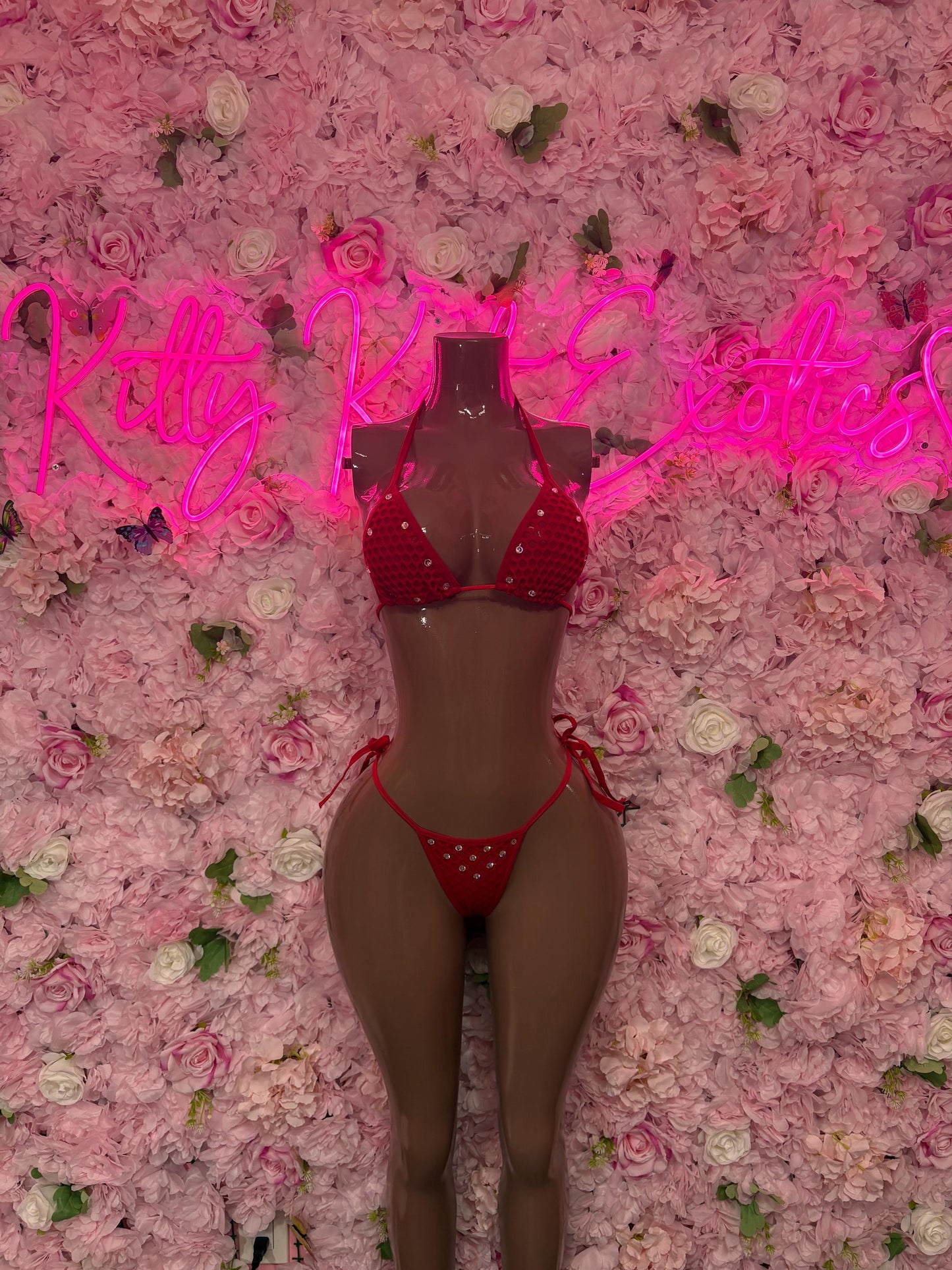 Summer Bikini Two-Piece Red Metallic Gstring  Bikini  Cute Swimsuit Set for Beach, Pool, or Vacation | Exotic Dancewear Festival wear