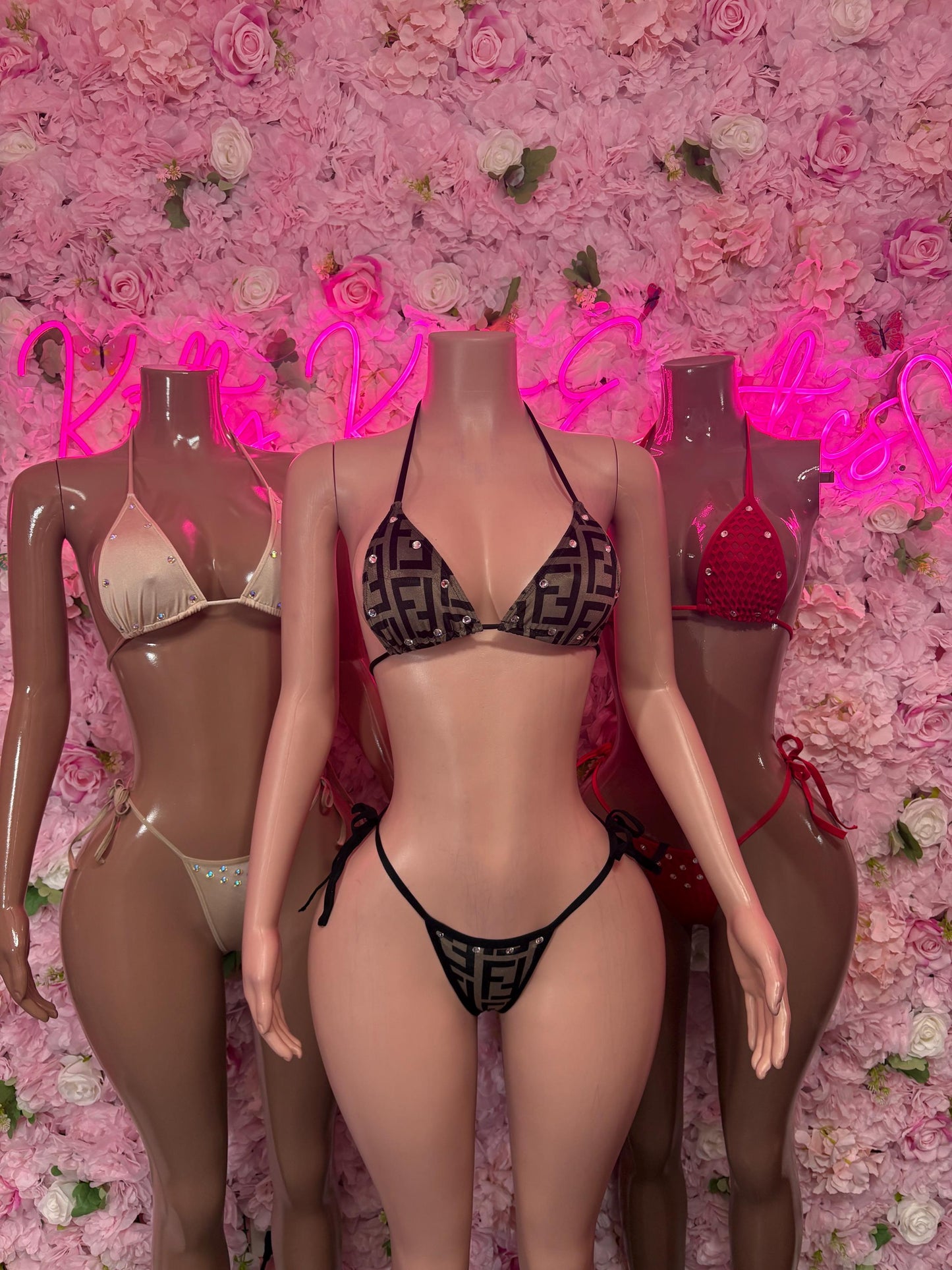 Summer Bikini Two-Piece Red Metallic Gstring  Bikini  Cute Swimsuit Set for Beach, Pool, or Vacation | Exotic Dancewear Festival wear