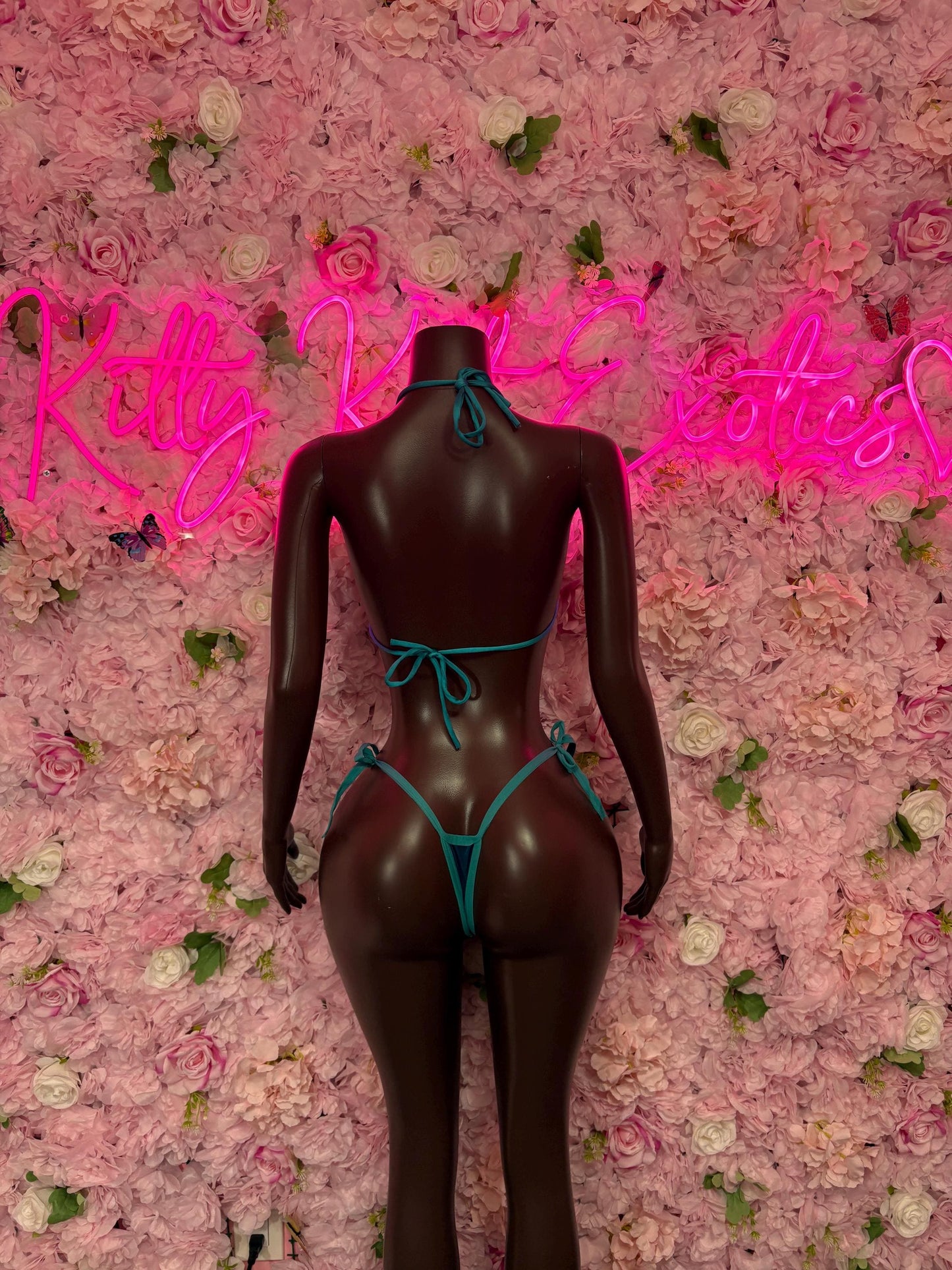 Rave Bikini Two-Piece Blue Metallic Gstring  Bikini  Cute Swimsuit Set for Beach, Pool, or Vacation | Exotic Dancewear Festival wear