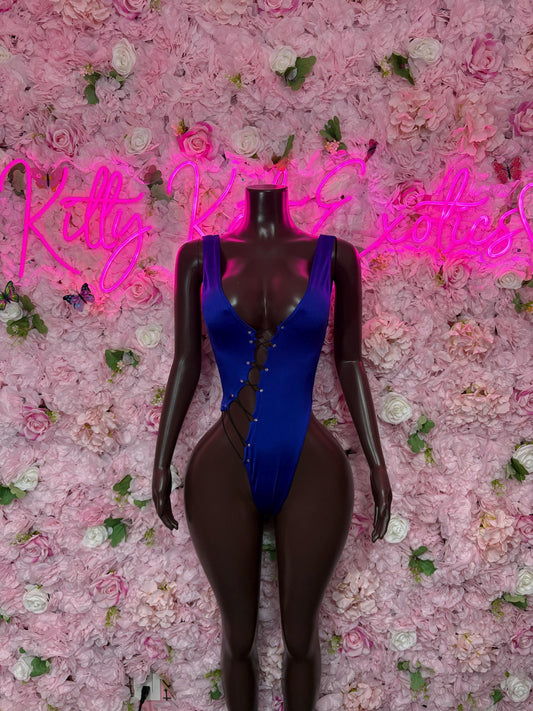Bartender One Piece Bodysuit Royal Blue -Bottlegirl - Dancewear Exotic Wear