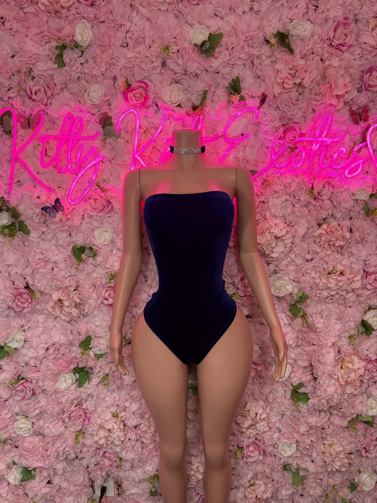 Rave Wear One Piece Bodysuit Blue Velvet -Bottlegirl - Dancewear Exotic Wear