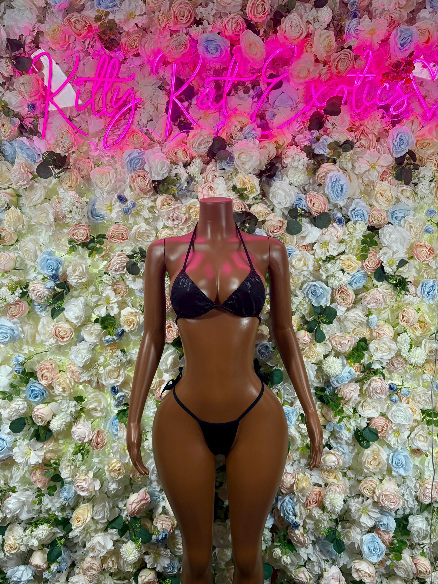 Bikini Set Two Piece Black Metallic Dancewear Festival wear Rave Outfit