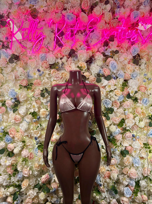 Summer Bikini Set Two Piece Rose Gold Metallic Dancewear Festival wear Rave Outfit