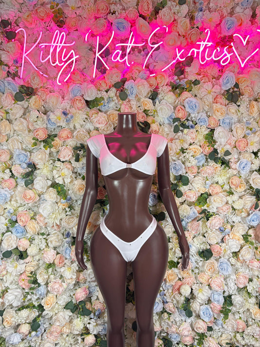 Rave Outfits White Black Two Piece   Bottle girl  Bartender outfit Exotic Dancewear