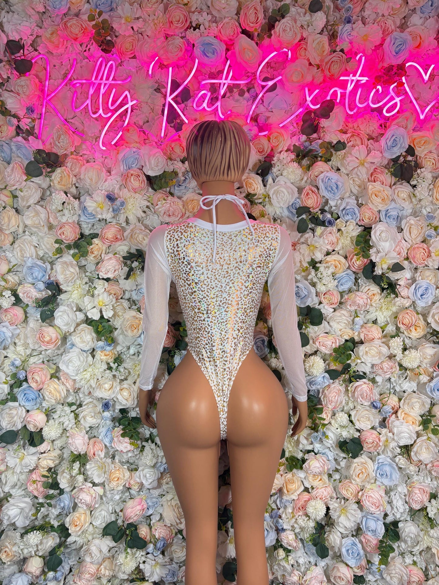 Bartender Outfits - White gold Cheetah  Design | Exotic Dancewear, Rave Outfits