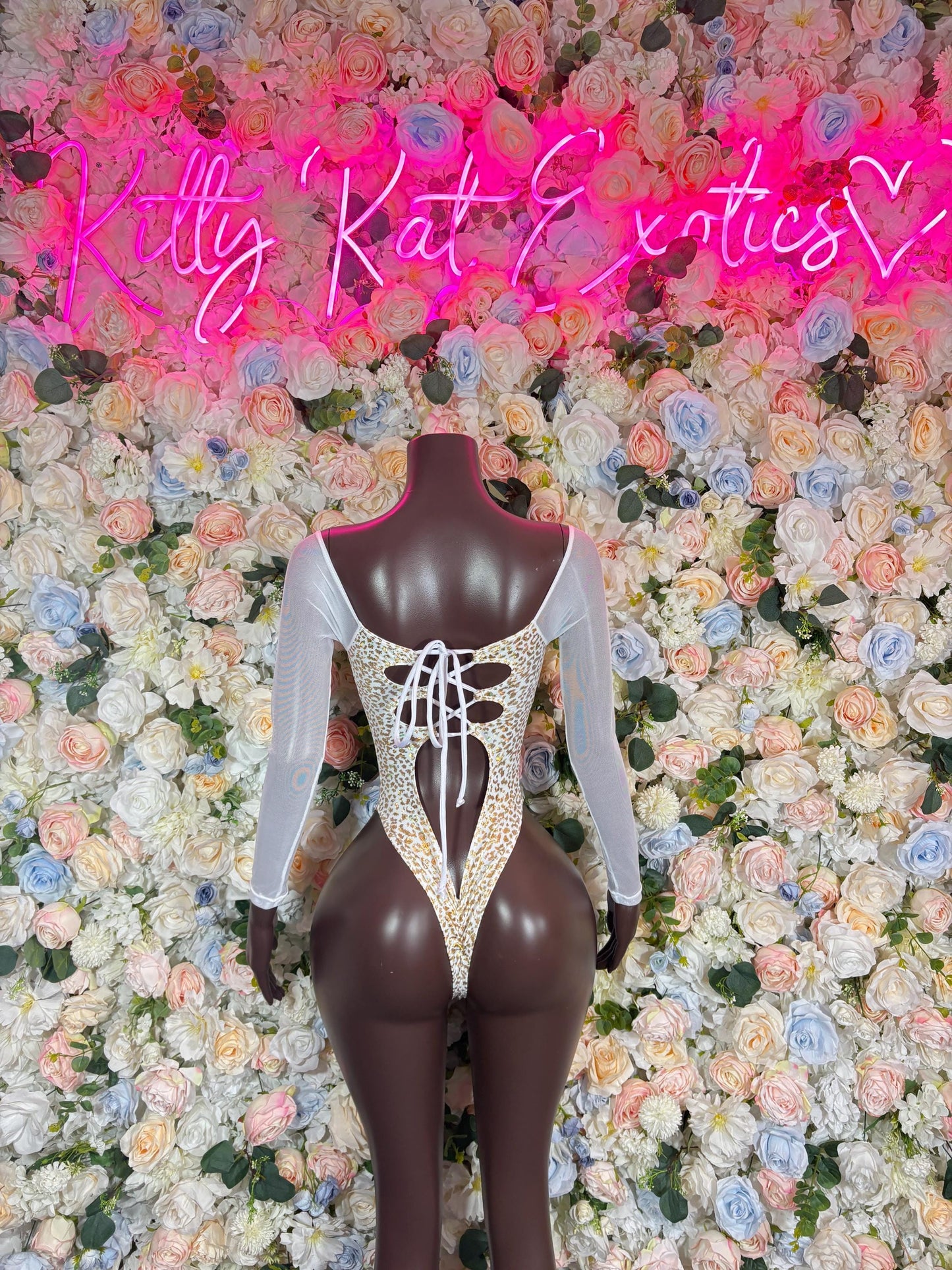 Bartender Outfits - White gold Cheetah  Design | Exotic Dancewear, Rave Outfits