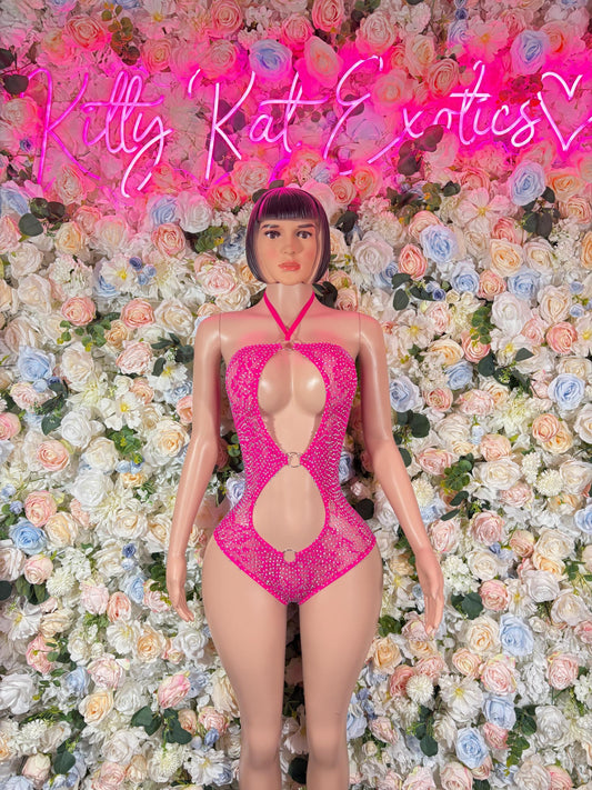Fishnet Bodysuit Pink - Rave Outfit Exotic Dancewear