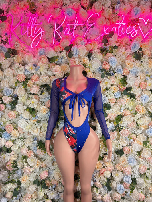 USA Flag - Bottlegirl Bodysuit Bartender  Patriotic Swimsuit for Beach, Pool Parties, or Summer Fun