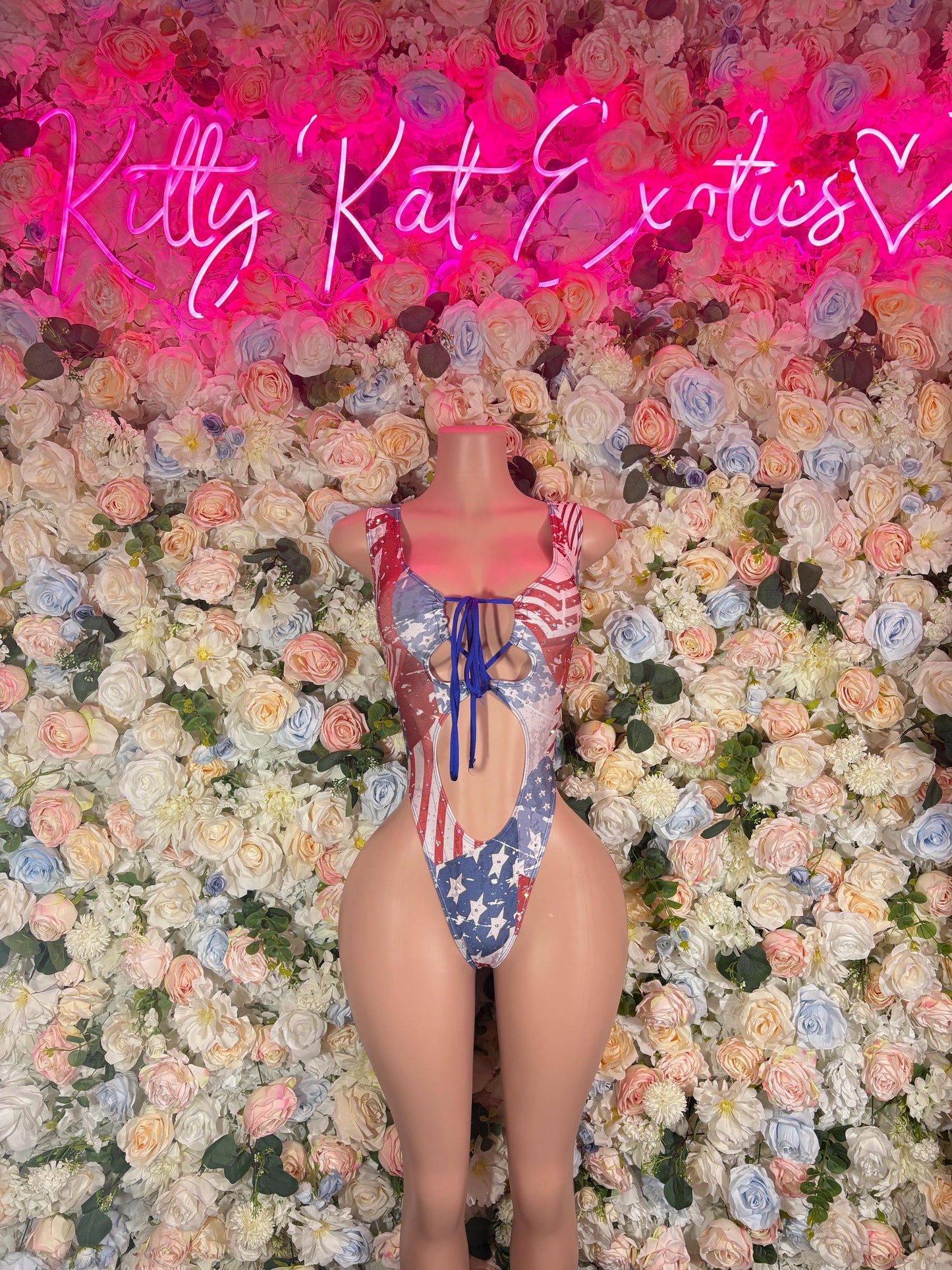 Summer USA Flag Oufit - Bottlegirl Bodysuit Bartender  Patriotic Swimsuit for Beach, Pool Parties, or Summer Fun