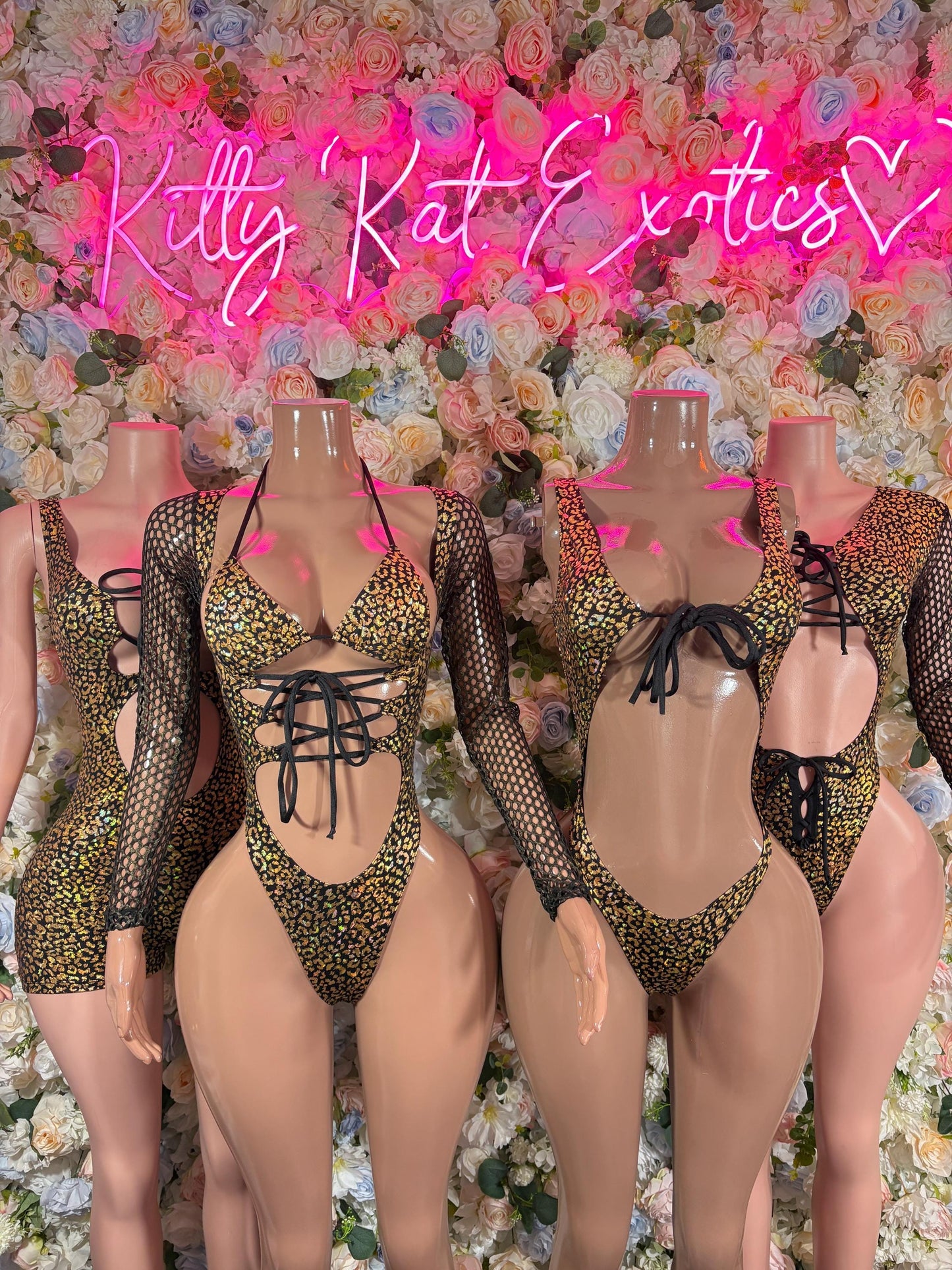 Bottlegirl One-Piece Gold Cheetah  Bodysuit  Exotic Dancewear for Performers, Raves, or Night Out | Bottle girl Outfits