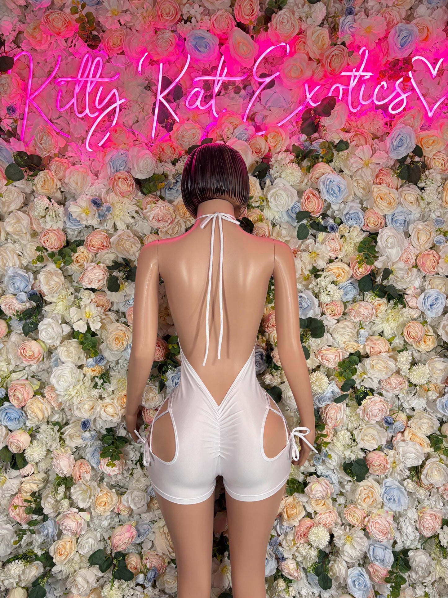 Summer White Bottlegirl Bodysuit  Sexy Party Outfit, Clubwear, or Night Out Fashion | Shiny and Bold Statement Look Women's Clothing