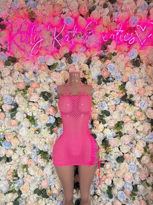 Fishnet Bodysuit Pink for Raves & Festivals  Exotic Dancewear, Clubwear, EDC Outfit, Stripper Costume, See Through Mesh One Piece