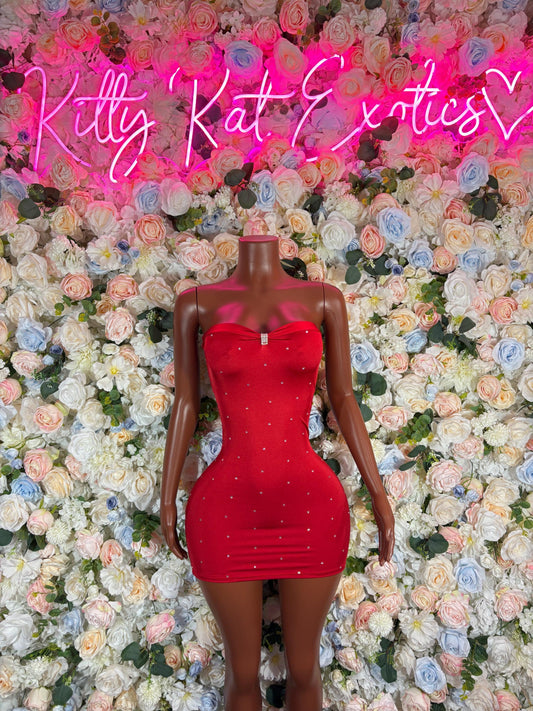 Rhinestone Dress Red  Sexy Dancewear & Ravewear for Festivals, Clubbing, and Party Outfits | Bold EDM Fashion Women's Clothing
