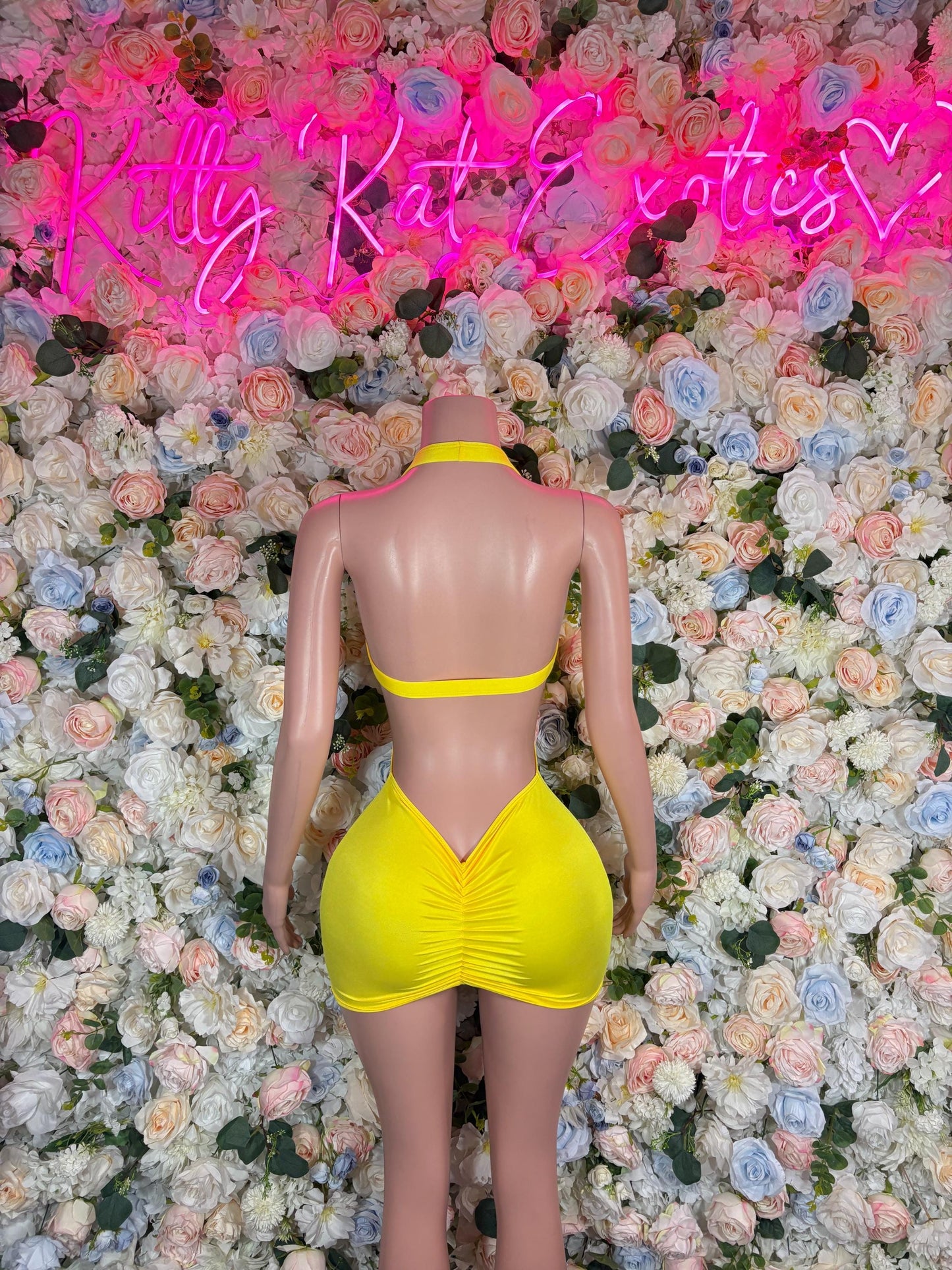 Yellow Rhinestone Mesh Dress  Sexy Festival Outfit, Ravewear, Club Dress, Exotic Dancewear, EDM Party Look, Summer Womens Clothing