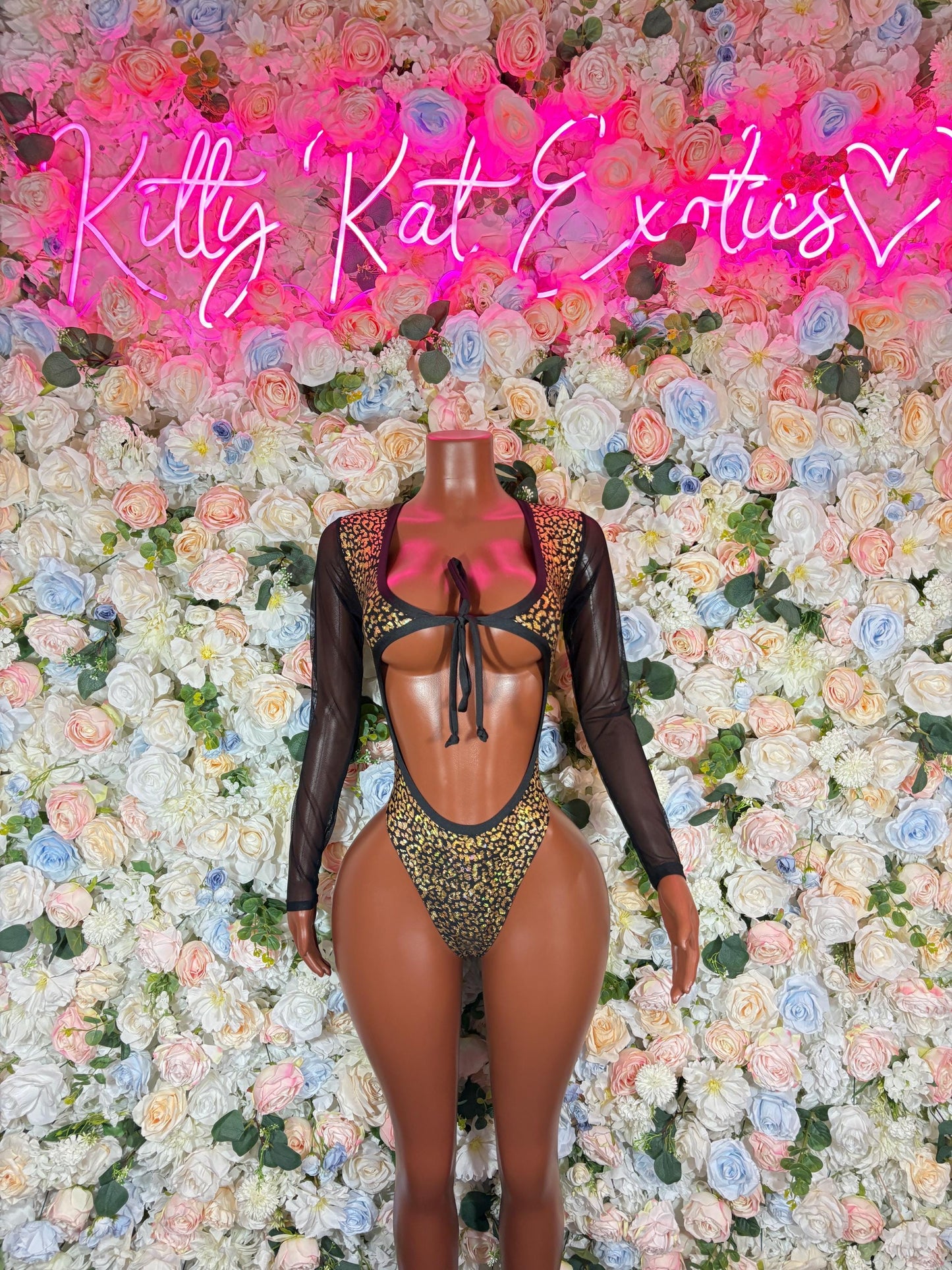 Bottlegirl One-Piece Gold Cheetah  Bodysuit  Exotic Dancewear for Performers, Raves, or Night Out | Bottle girl Outfits