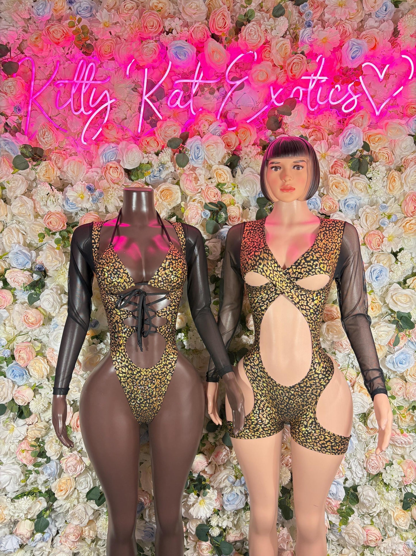 Bartender Bodysuit One-Piece Gold Cheetah  Exotic Dancewear for Performers, Raves, or Night Out | Bottle girl Outfits