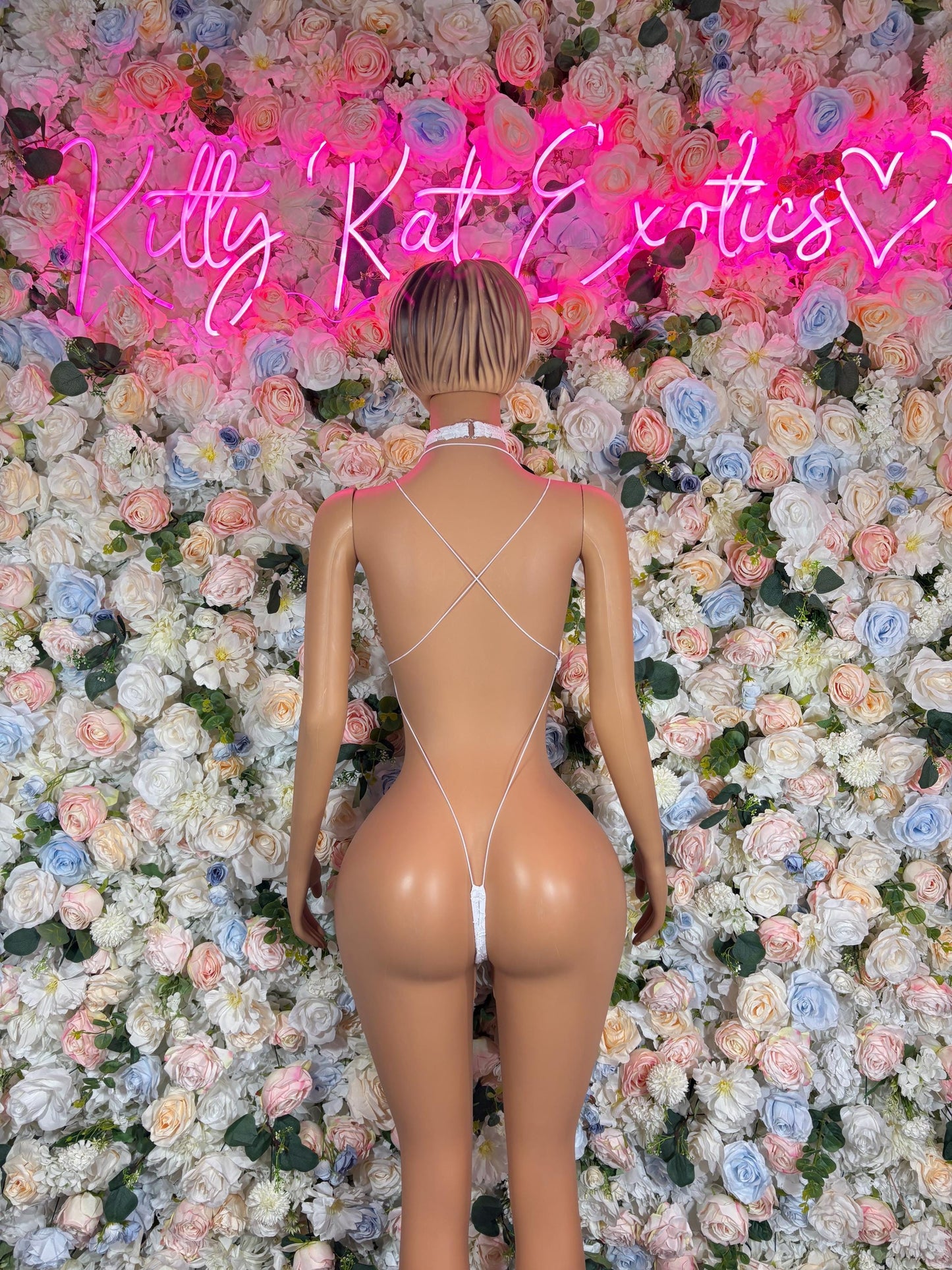 Summer White Lace Bodysuit With Choker   Rave Outfit Bartender outfit Exotic Dancewear