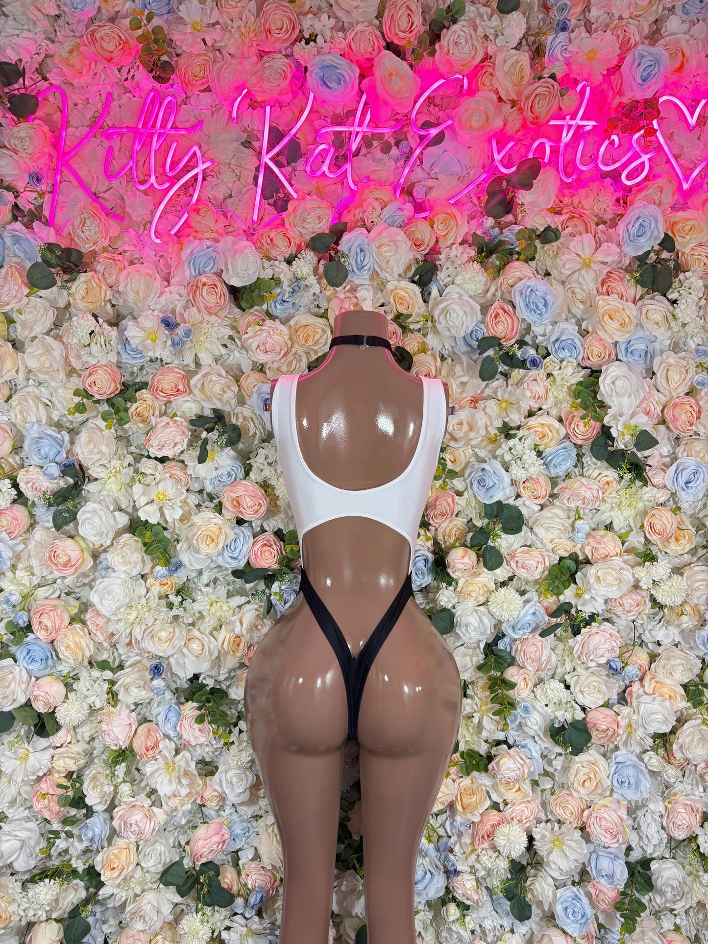 Rave Outfits White Black Bodysuit With Choker   Rave Outfit Bartender outfit Exotic Dancewear