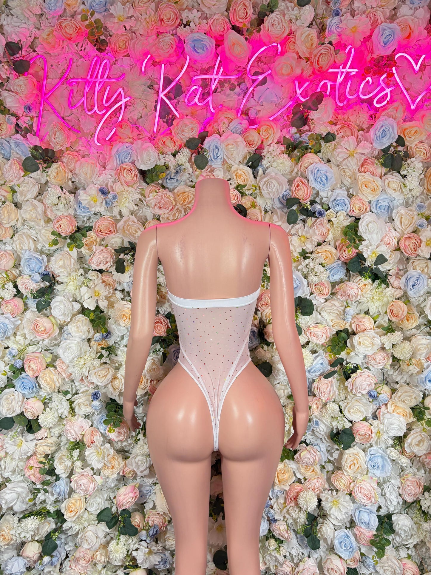 Festival Bodysuit Summer White Bodysuit Mesh  Exotic Dancewear Bottle girl Outfit