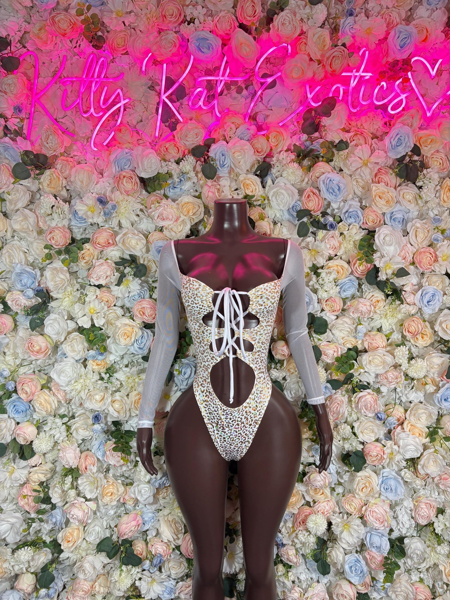 Bartender Outfits - White gold Cheetah  Design | Exotic Dancewear, Rave Outfits