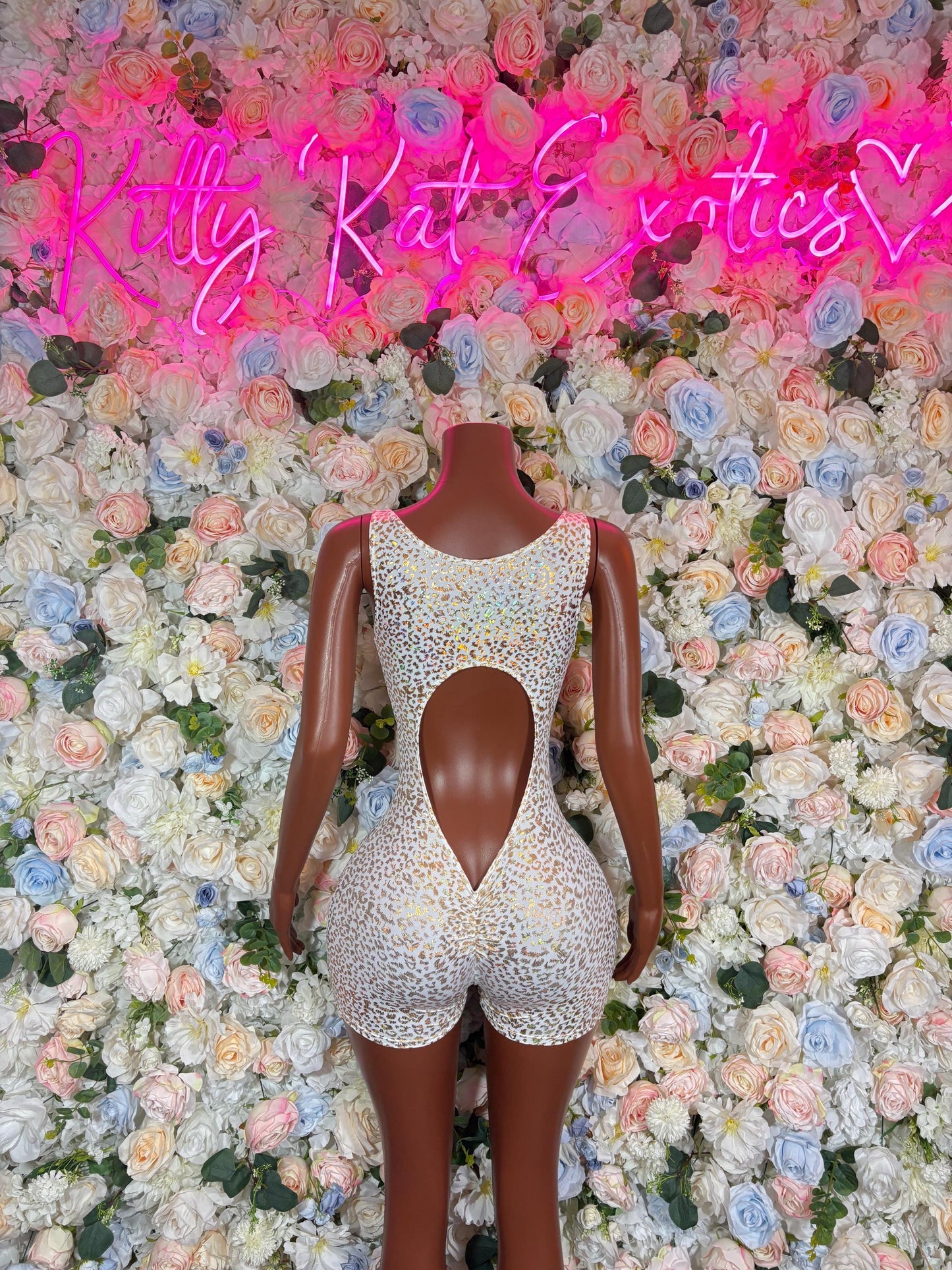 Bartender Outfits - White gold Cheetah  Design | Exotic Dancewear, Rave Outfits