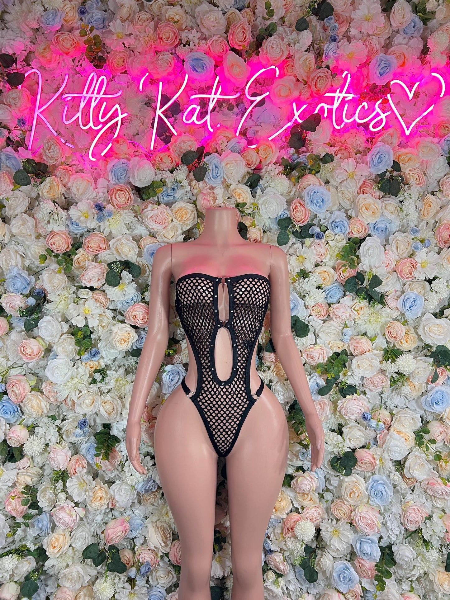 Festival Bodydsuit Fishnet Black  -  Exotic Dancewear Festival Outfit, Events, or Special Occasions