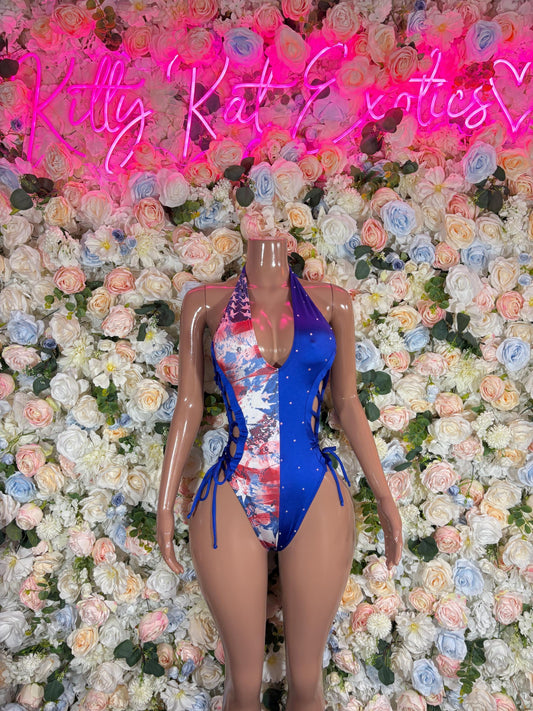 USA One - Piece Bodysuit Bartender  Patriotic Swimsuit for Beach, Pool Parties, or Summer Fun