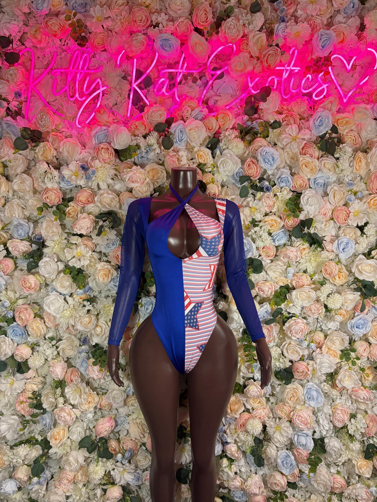 USA Flag - Bottlegirl Bodysuit Bartender  Patriotic Swimsuit for Beach, Pool Parties, or Summer Fun