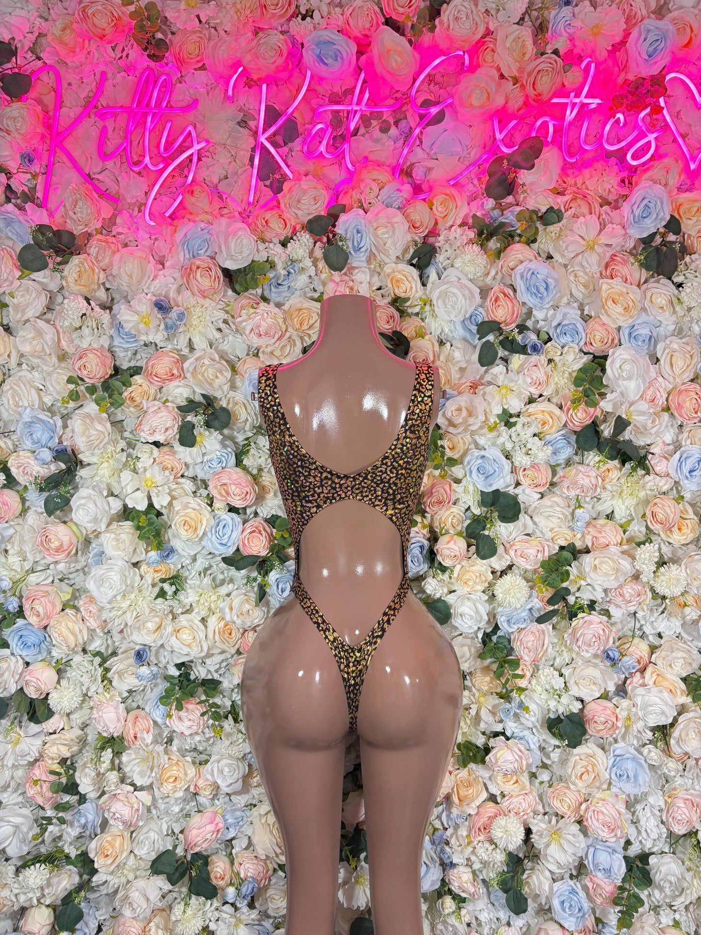 Bottlegirl One-Piece Gold Cheetah  Bodysuit  Exotic Dancewear for Performers, Raves, or Night Out | Bottle girl Outfits