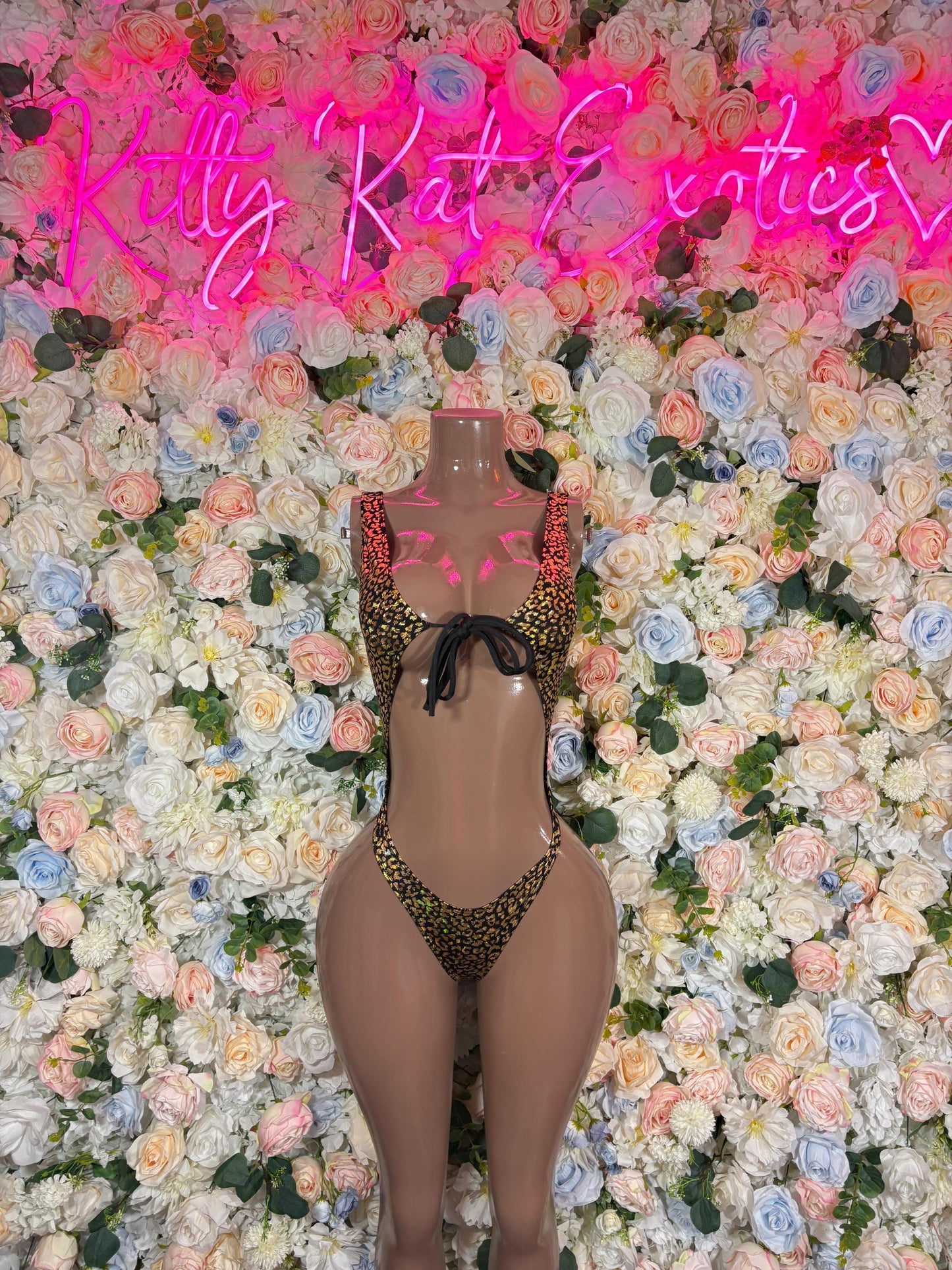 Bottlegirl One-Piece Gold Cheetah  Bodysuit  Exotic Dancewear for Performers, Raves, or Night Out | Bottle girl Outfits