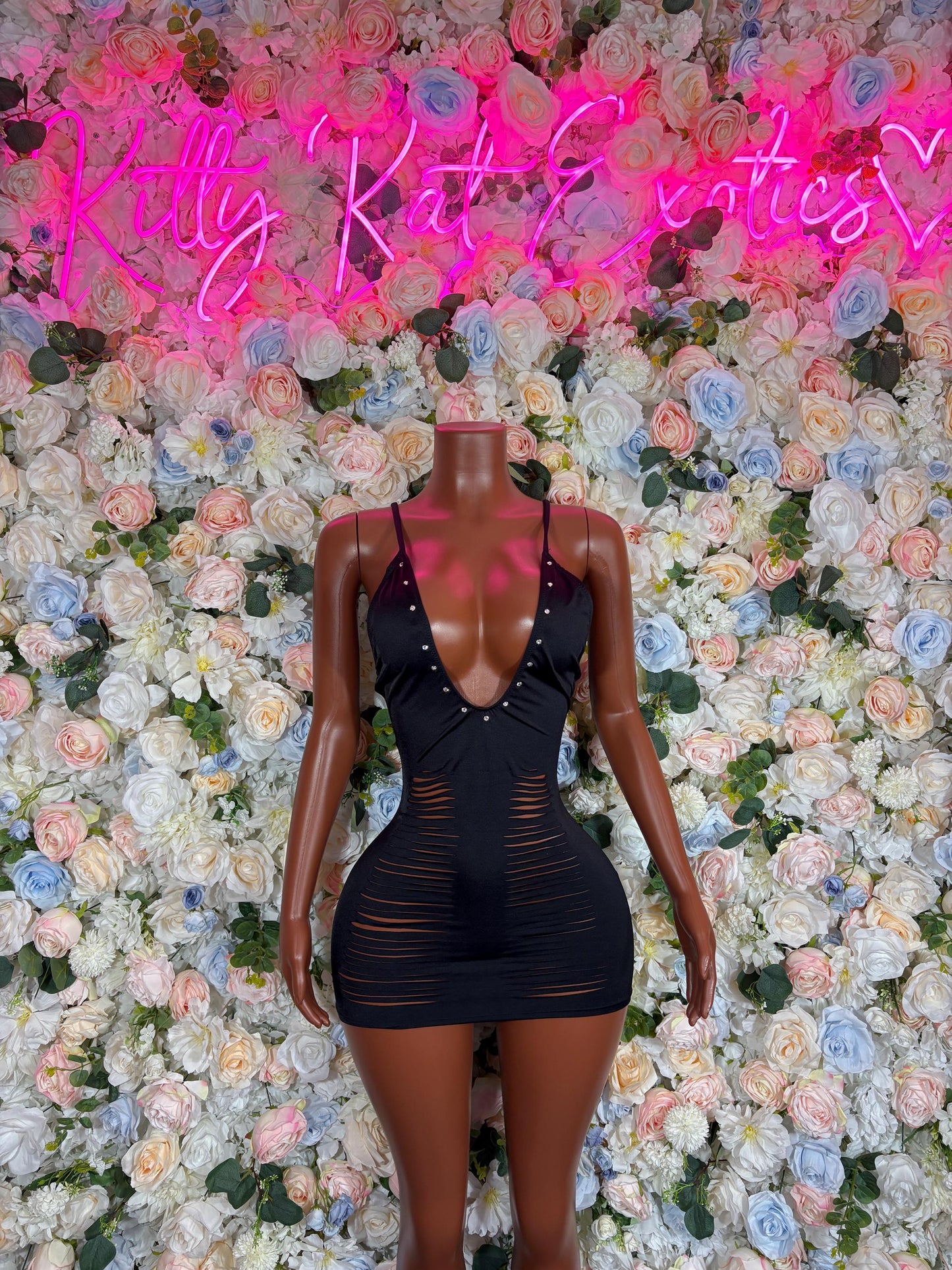 Black Evening Dress  Exotic Dancewear Dress, Rave Clubwear, Sexy Festival Outfit, Stripper Stagewear, Bottle Girl Nightclub Dress