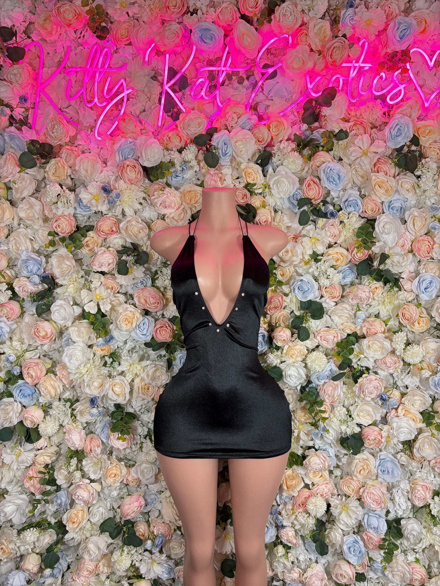 Black Evening Dress  Exotic Dancewear Dress, Rave Clubwear, Sexy Festival Outfit, Stripper Stagewear, Bottle Girl Nightclub Dress