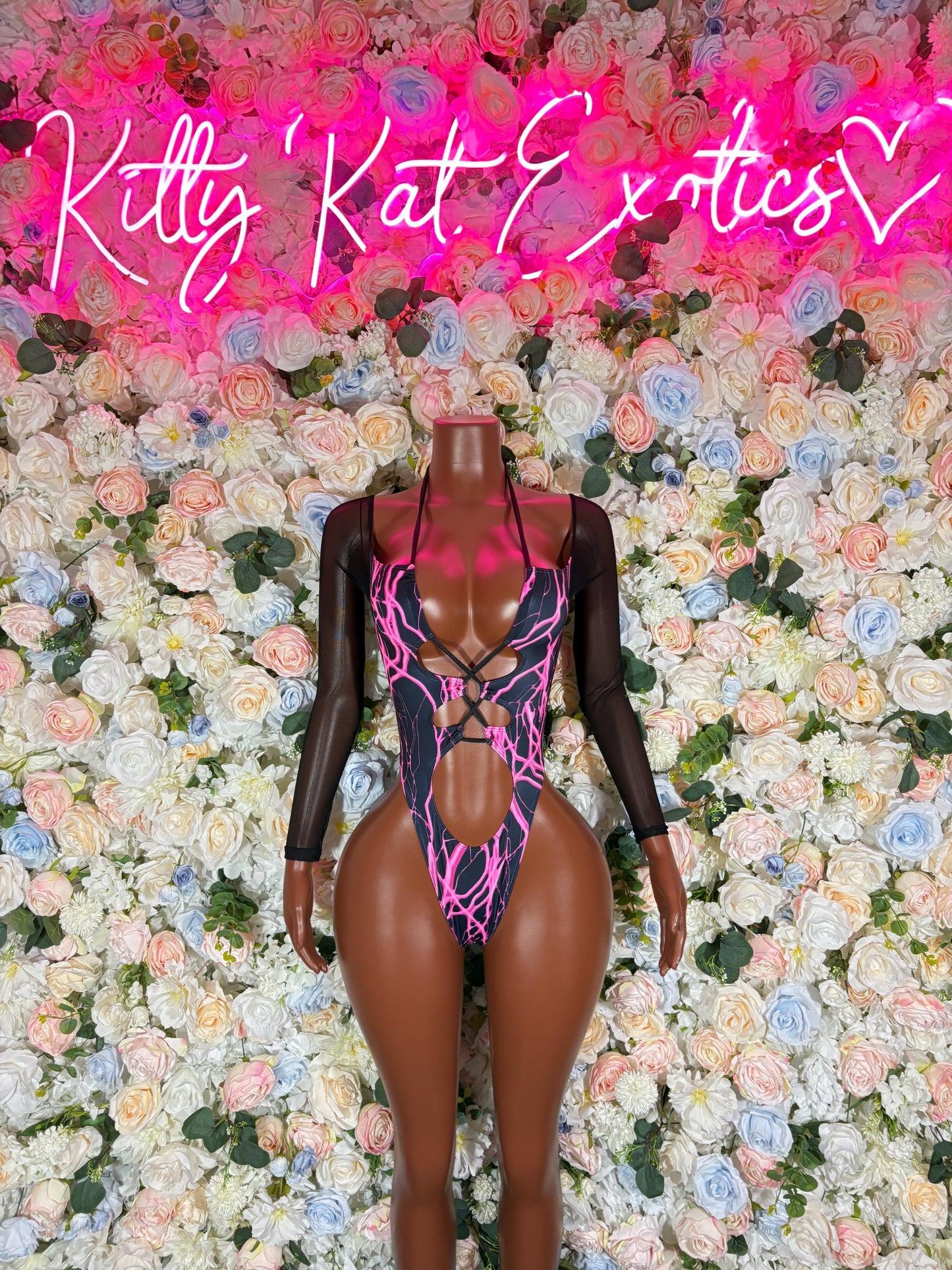 Bartender Bodysuits One-Piece Bodysuit Pink Lightening - Custom Design | Exotic Dancewear Rave Outfits