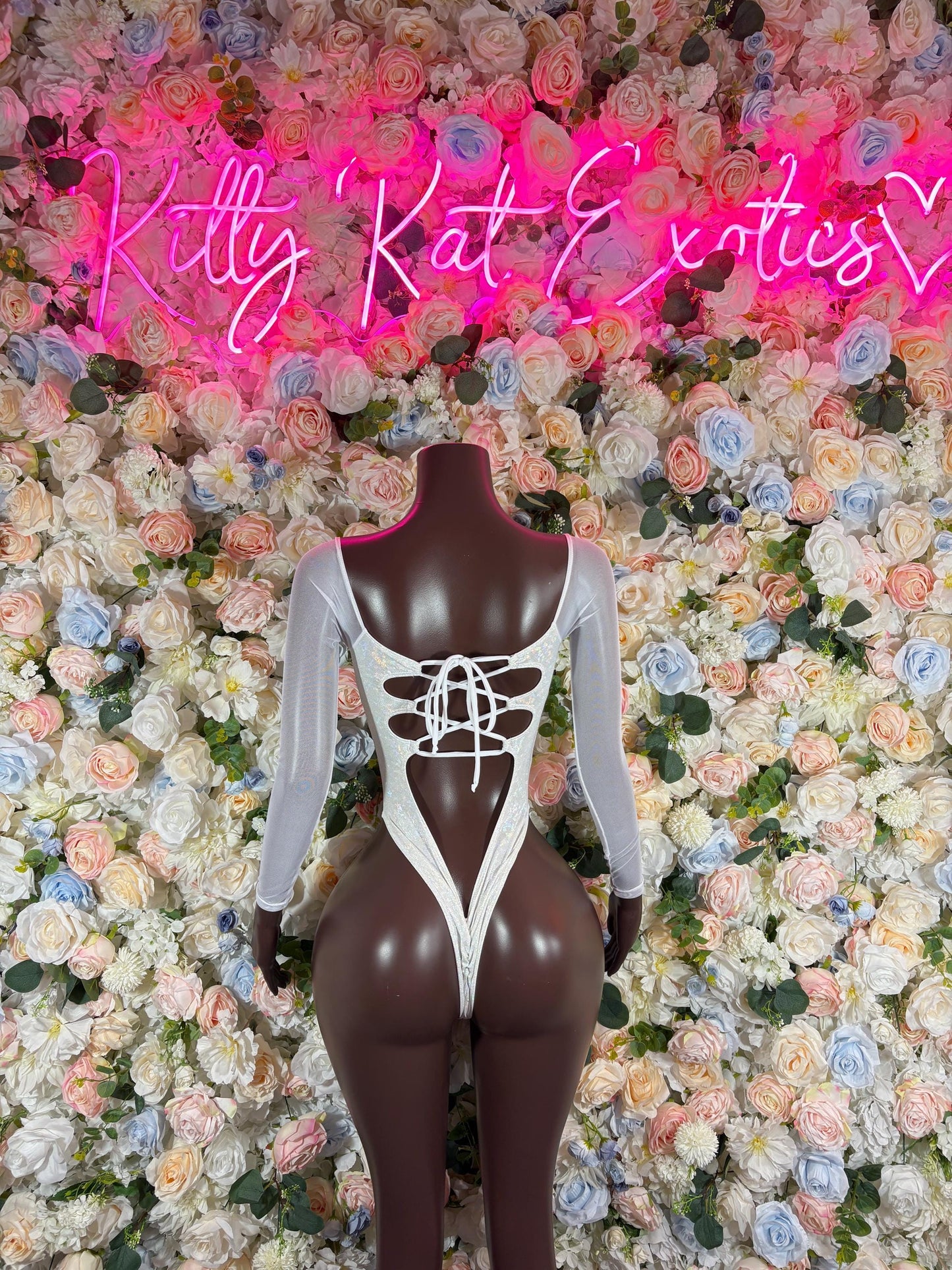 Bottlegirl Outfit Bodysuit Summer White Metalic Design | Exotic Dancewear for Performers, Rave Outfits