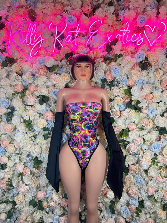 Rave Outfit Festival One Piece Bodysuit Multicolor  - Sexy Performance Costume, Latin Sultry, Bold Dance Outfit, Womens Party Outfit