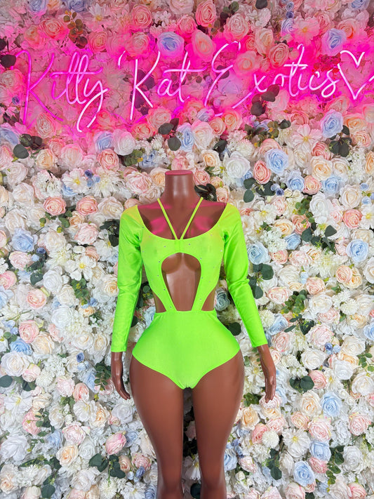 Rave Outfit Festival One Piece Bodysuit Neon  - Sexy Performance Costume, Latin Sultry, Bold Dance Outfit, Womens Party Outfit