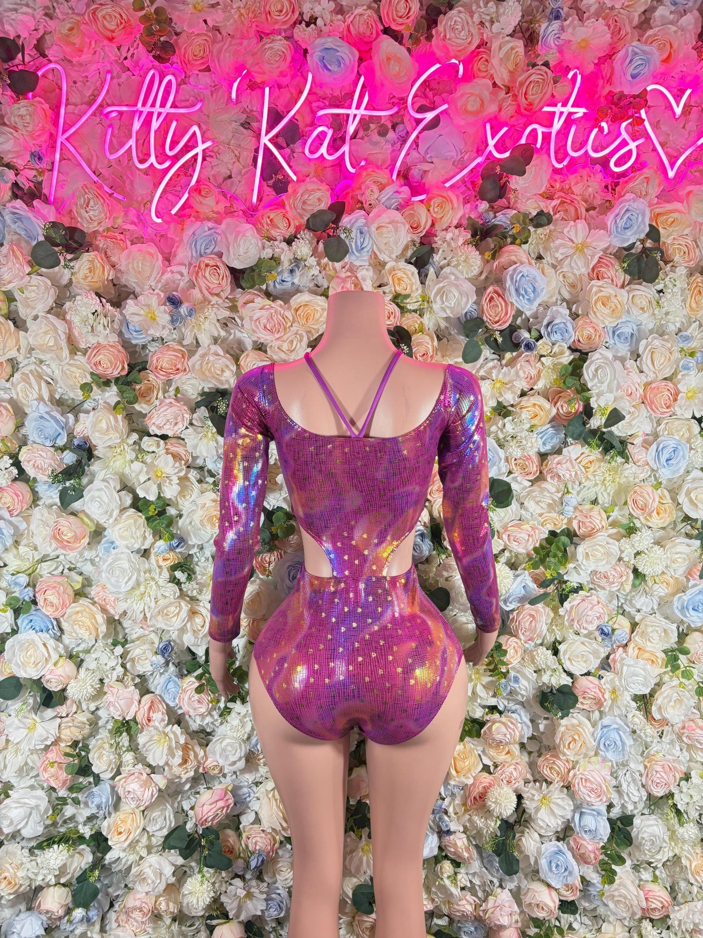 Rave Outfit Festival One Piece Bodysuit Pink  - Sexy Performance Costume, Latin Sultry, Bold Dance Outfit