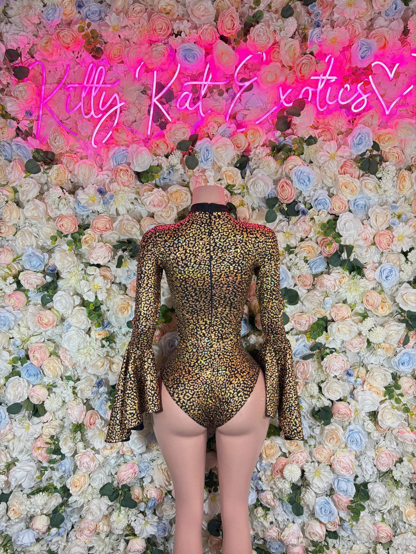 Bottlegirl One-Piece Gold Cheetah  Bodysuit  Exotic Dancewear for Performers, Raves, or Night Out | Bottle girl Outfits