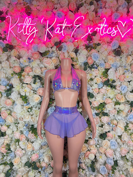 Festival Outfit Two Piece Purple Skirt Set- Festival, Sexy for Performers, Events, or Special Occasions