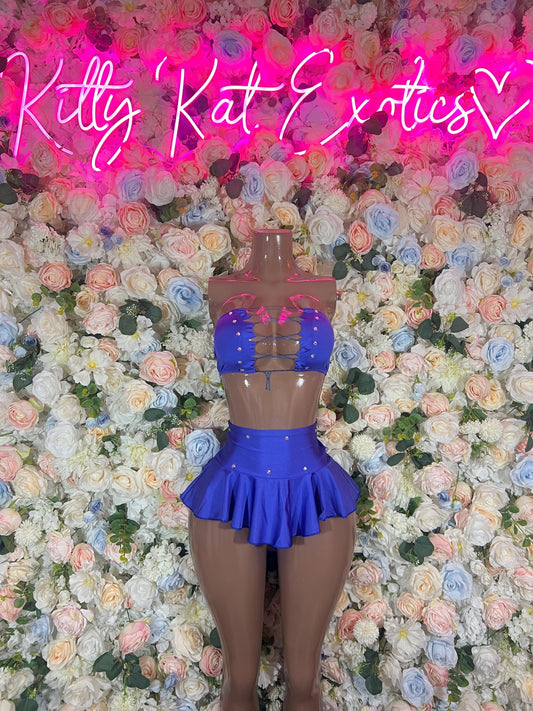 Rave wear Two Piece Purple Skirt Set- Festival, Sexy for Performers, Events, or Special Occasions
