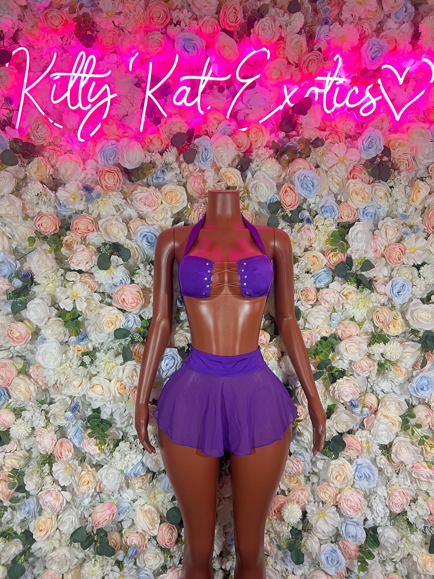 Rave wear Two Piece Purple Skirt Set- Festival, Sexy for Performers, Events, or Special Occasions