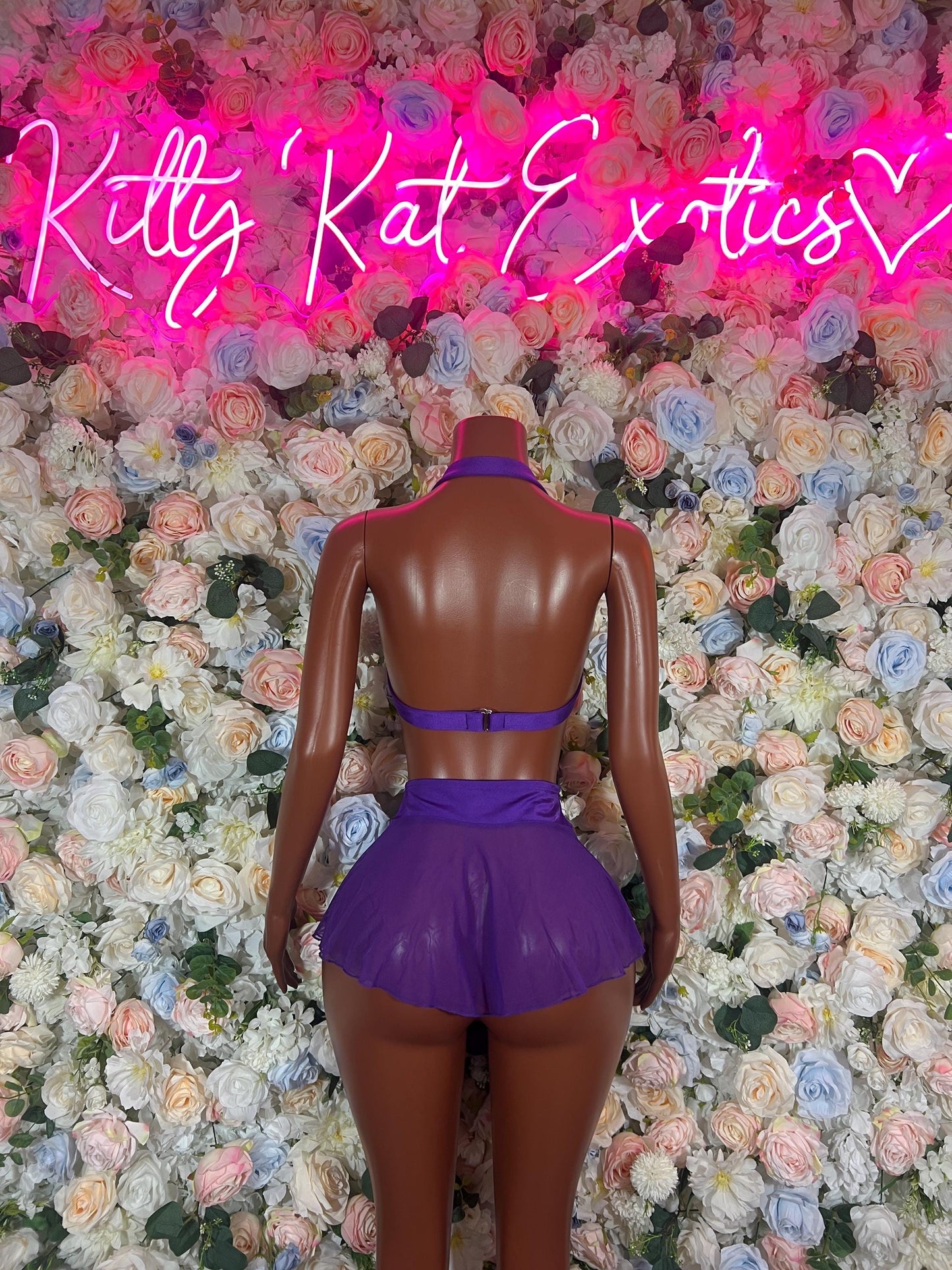 Rave wear Two Piece Purple Skirt Set- Festival, Sexy for Performers, Events, or Special Occasions