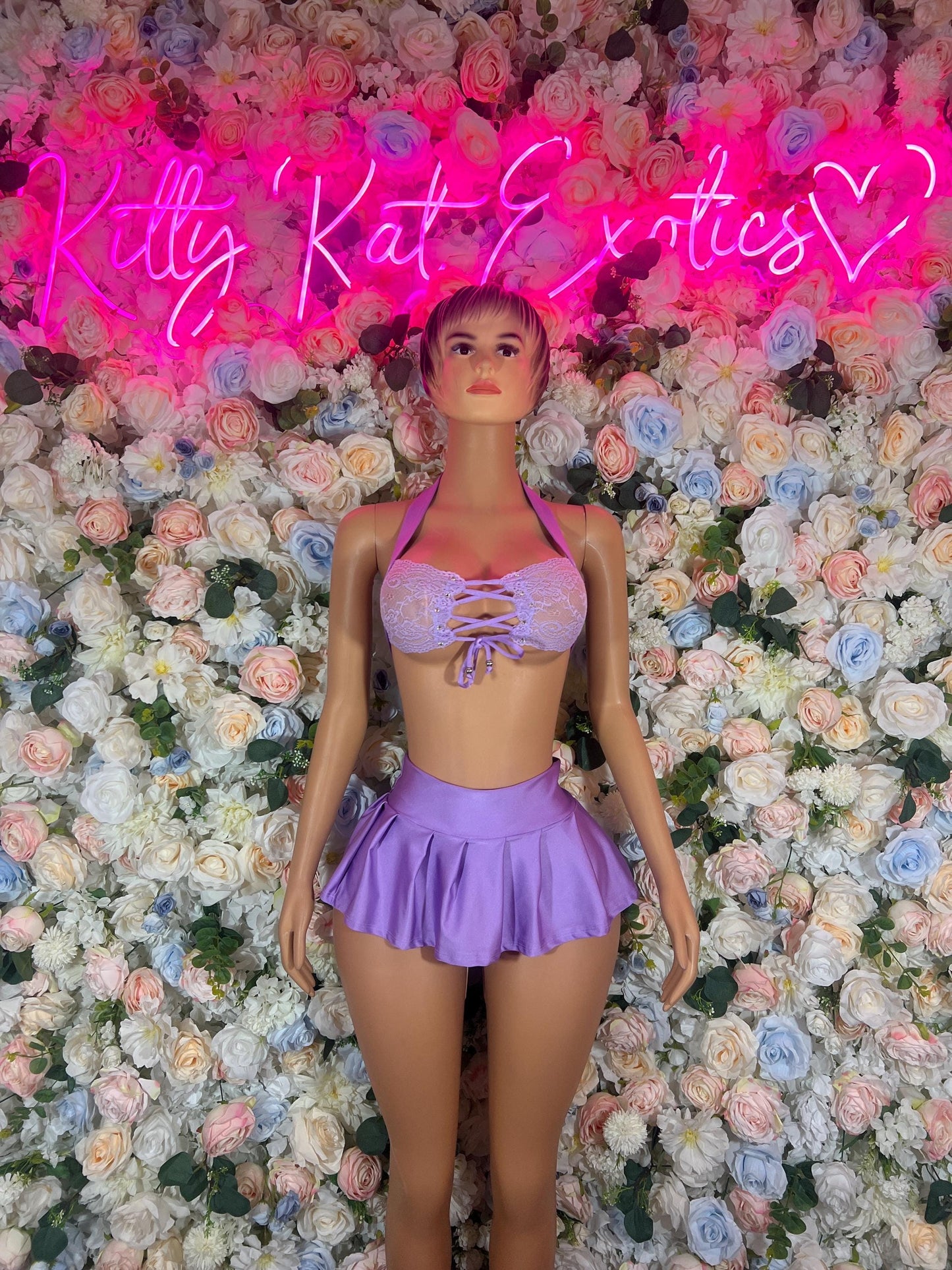 Exotic Dancewear Two Piece Purple Skirt Set- Festival, Sexy for Performers, Events, or Special Occasions