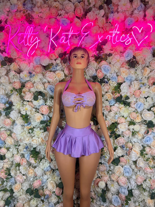 Exotic Dancewear Two Piece Purple Skirt Set- Festival, Sexy for Performers, Events, or Special Occasions