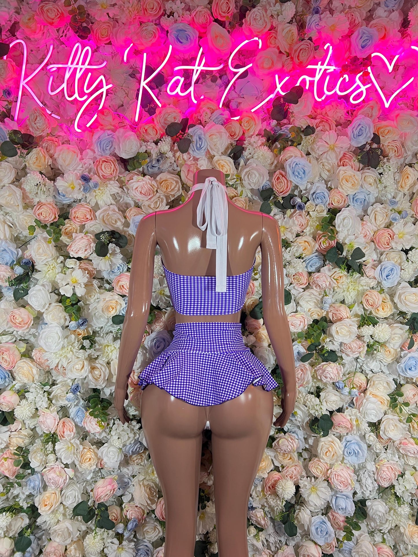 Exotic Dancewear Two Piece Purple Picnic Skirt Set- Festival, Sexy for Performers, Events, or Special Occasions