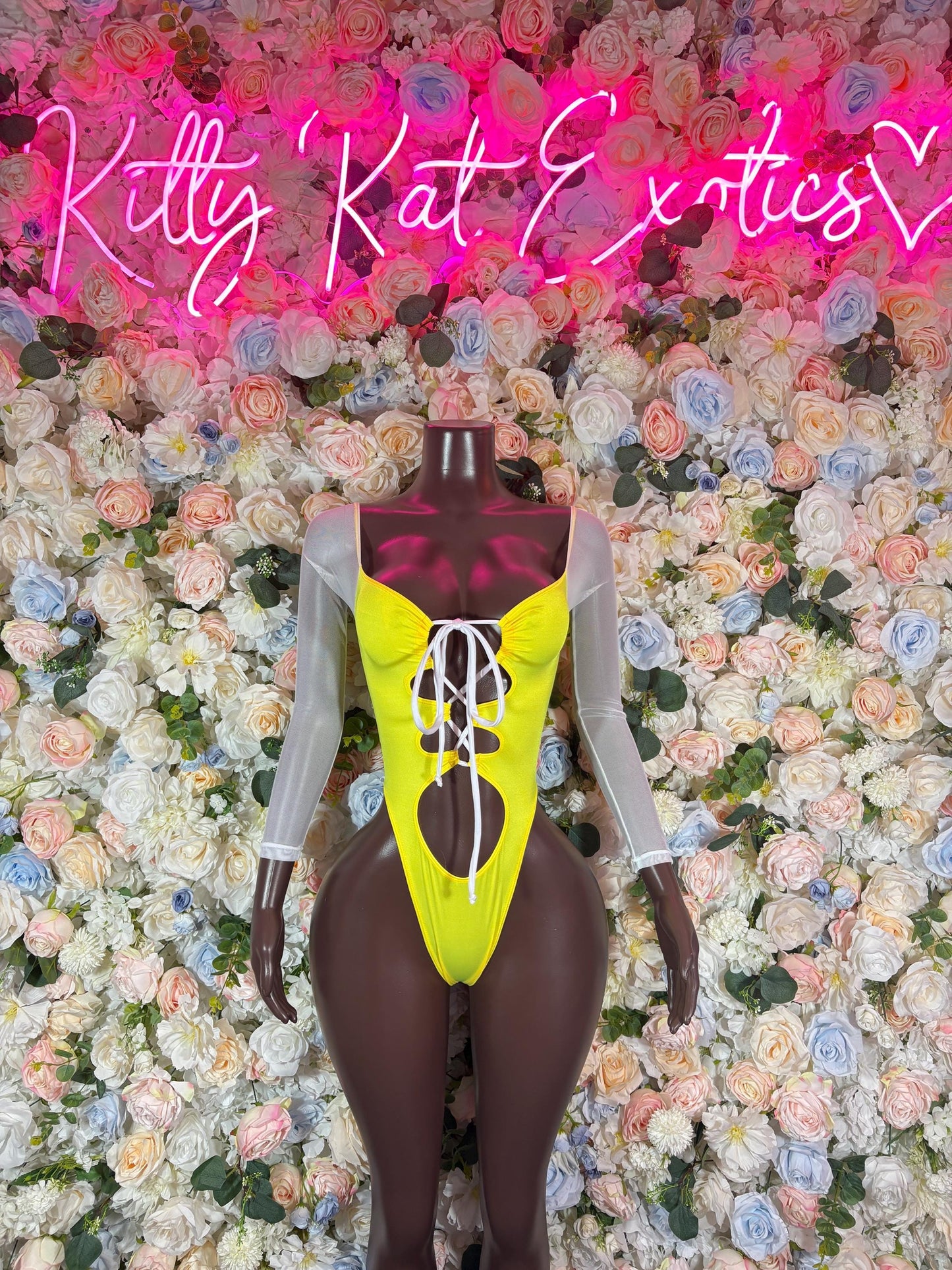 Bottlegirl One-Piece Yellow  Bodysuit  Exotic Dancewear for Performers, Raves, or Night Out | Bottle girl Outfits