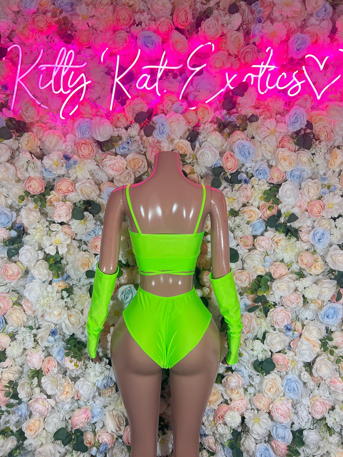 Rave wear One-Piece Neon Green Bodysuit With Sleeves  Festival Wear Ravewear Festive Costume