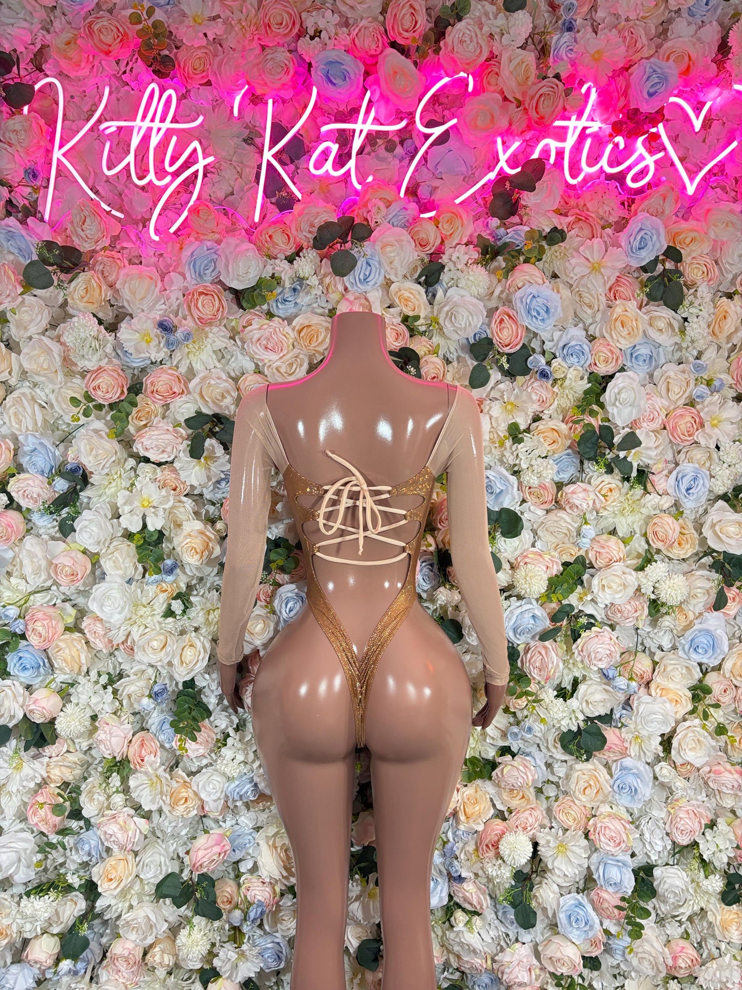 Bottlegirl Outfits Bodysuit Gold Metallic Flakes  - Sexy Performance Costume, Exotic Dancewear, Bold Dance Outfit, Womens Party Outfit