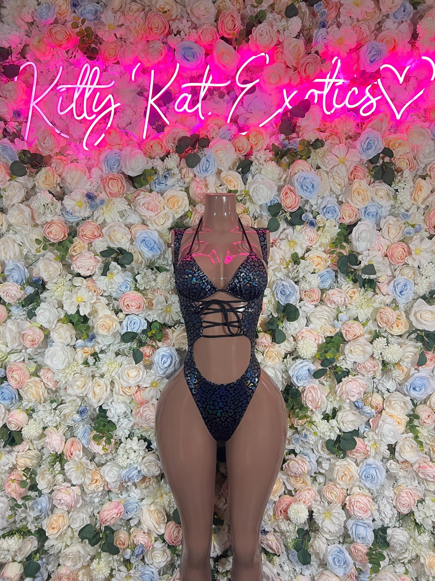 Bottle Girl One-Piece Bodysuit - Onyx Metallic Cheetah | Exotic Dancewear, Rave & Festival Outfit