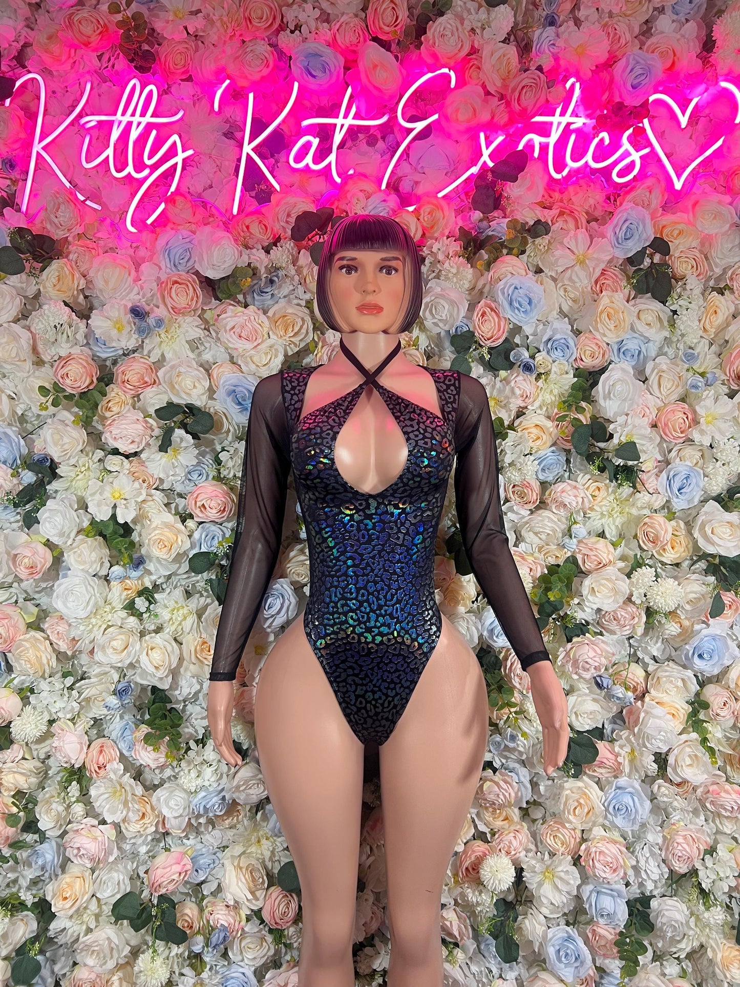 Bottle Girl One-Piece Bodysuit - Onyx Metallic Cheetah | Exotic Dancewear, Rave & Festival Outfit